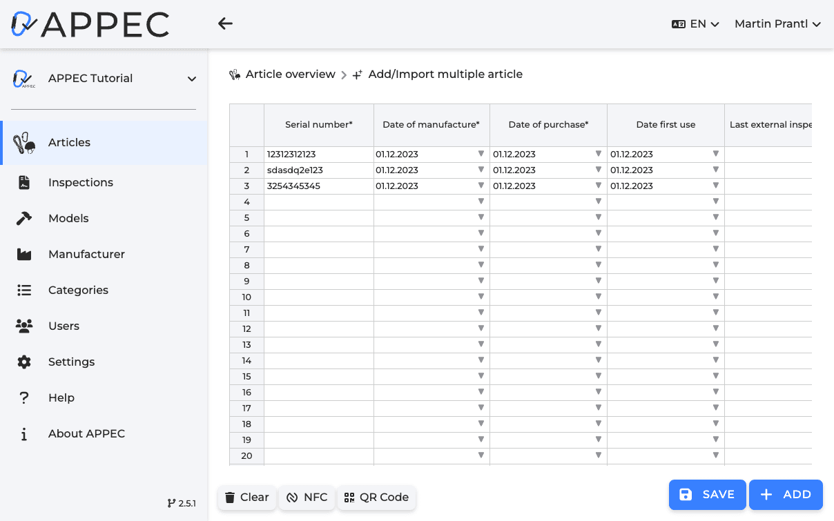 APPEC Add Import multiple article