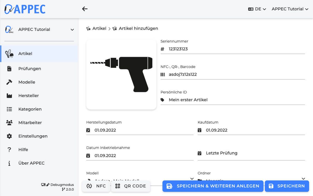 appec anleitung artikel erstellen